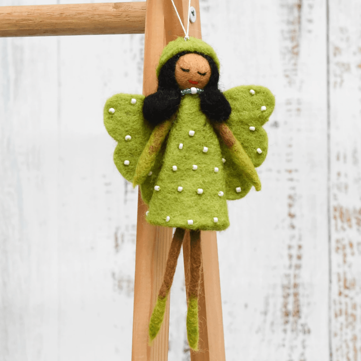 The Curated Parcel - Felt Angel Fairy //  Lime Green Dress 