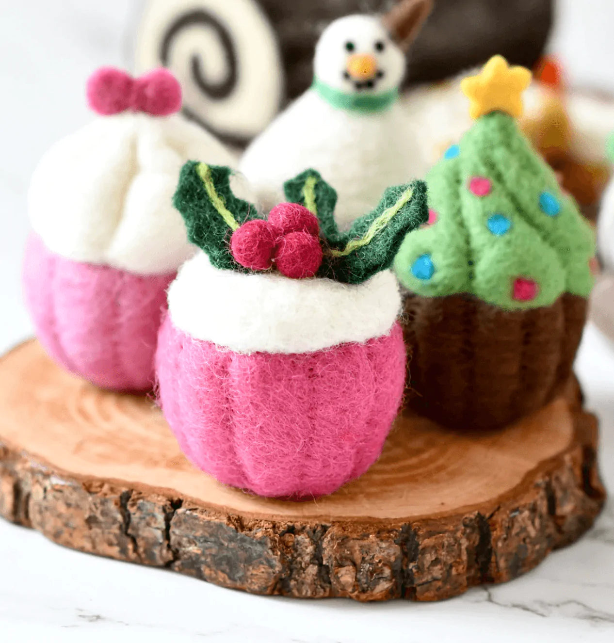 The Curated Parcel - Felt Cupcake - Holly Berry 