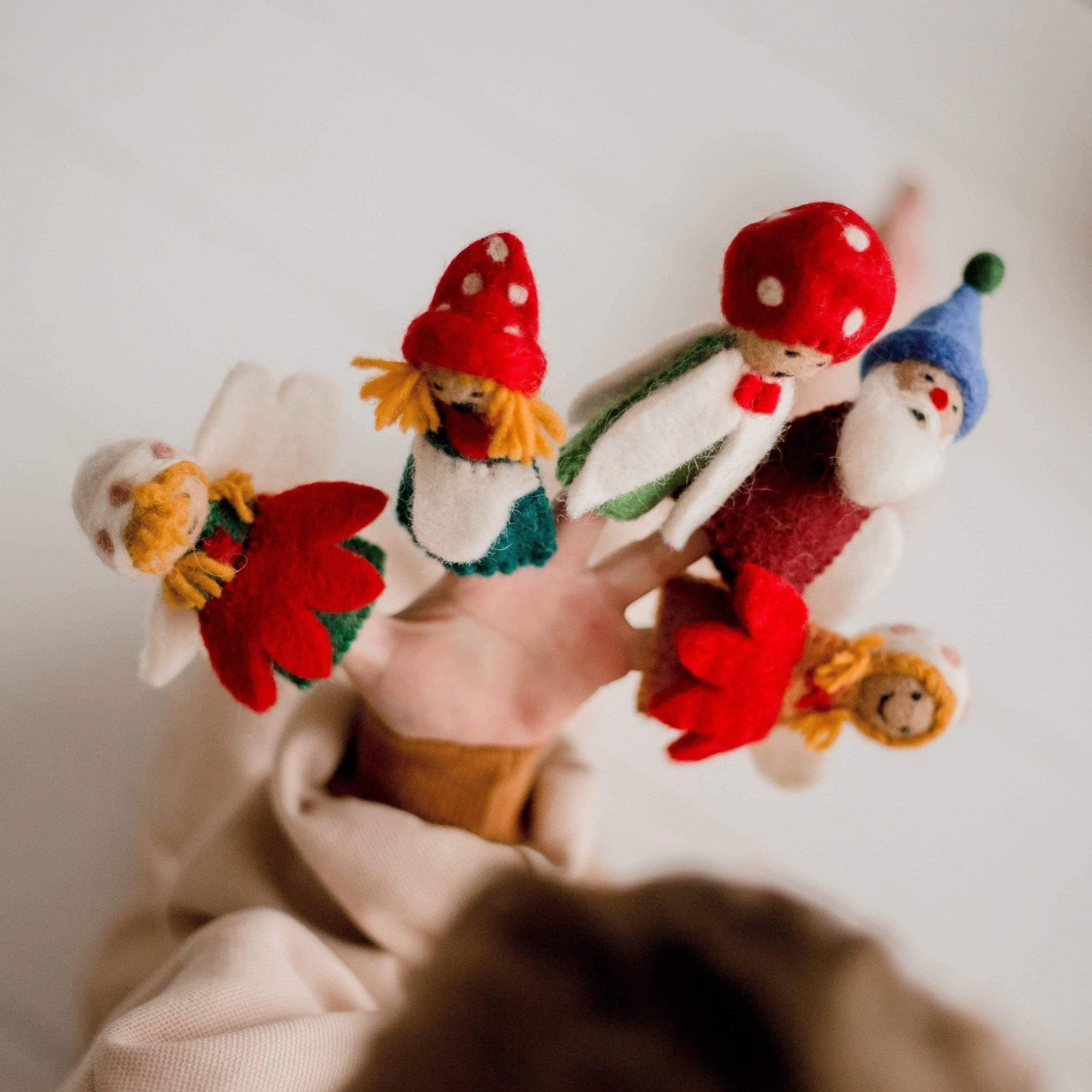The Curated Parcel - Felt Finger Puppet - Fairies & Gnomes Set 