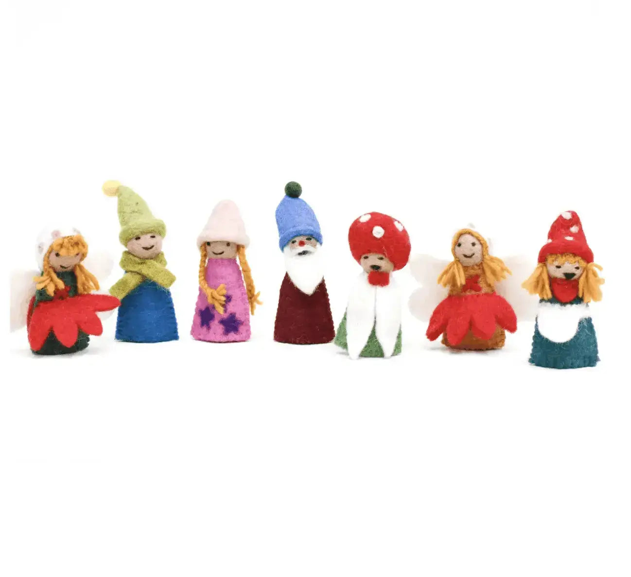 The Curated Parcel - Felt Finger Puppet - Fairies & Gnomes Set 