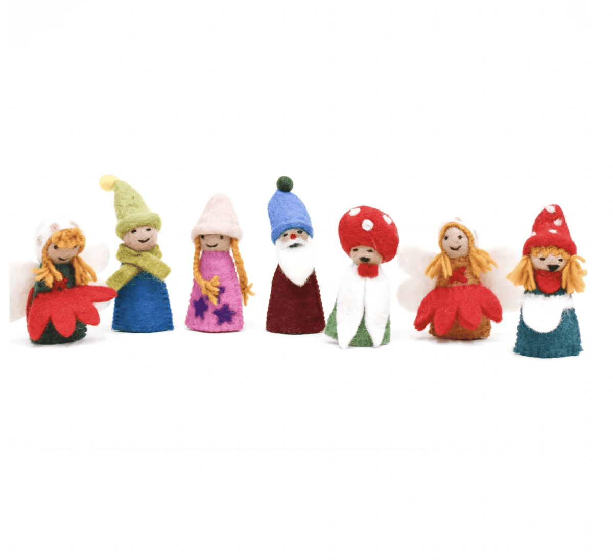 The Curated Parcel - Felt Finger Puppet - Fairies &amp; Gnomes Set 