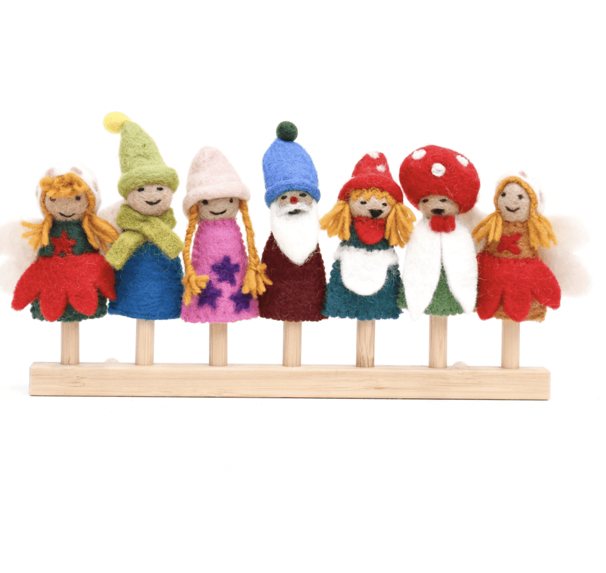 The Curated Parcel - Felt Finger Puppet - Fairies &amp; Gnomes Set 