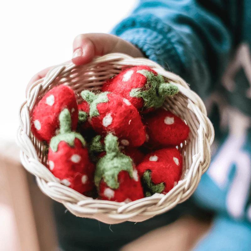 The Curated Parcel - Felt Loose Parts //  Strawberries (Set of 10) 