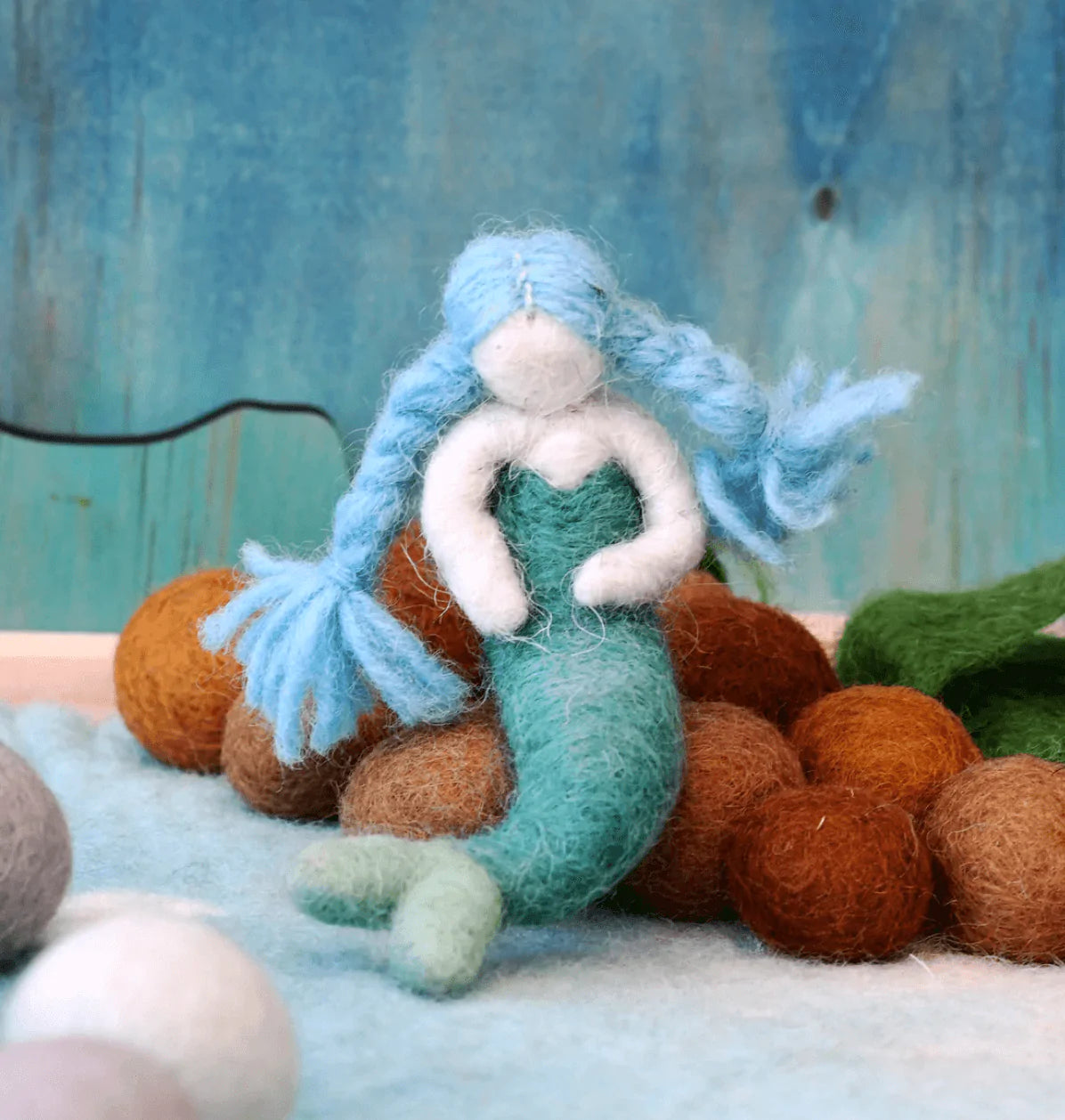 The Curated Parcel - Felt Mermaid // Blue Hair 