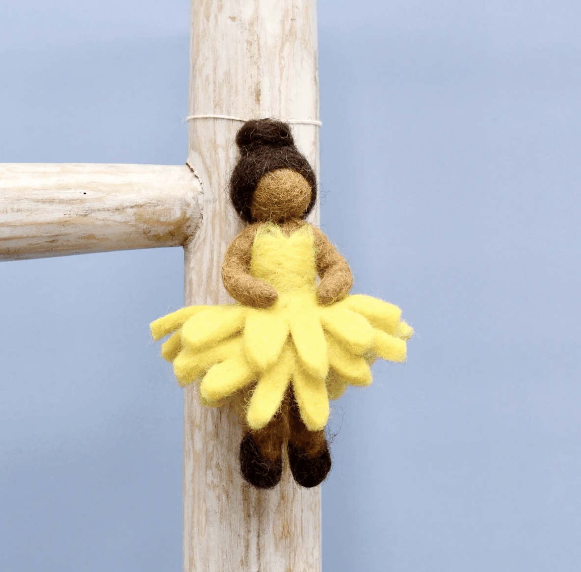 The Curated Parcel - Felt Waldorf Pocket Doll - Yellow Dress 