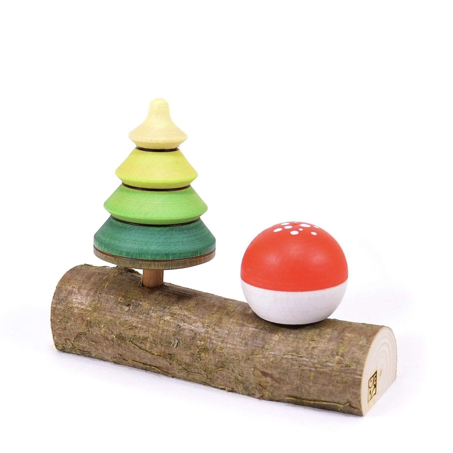 The Curated Parcel - Mader // Tree Spinning Top & Fly Agaric Turn Top on Branch 