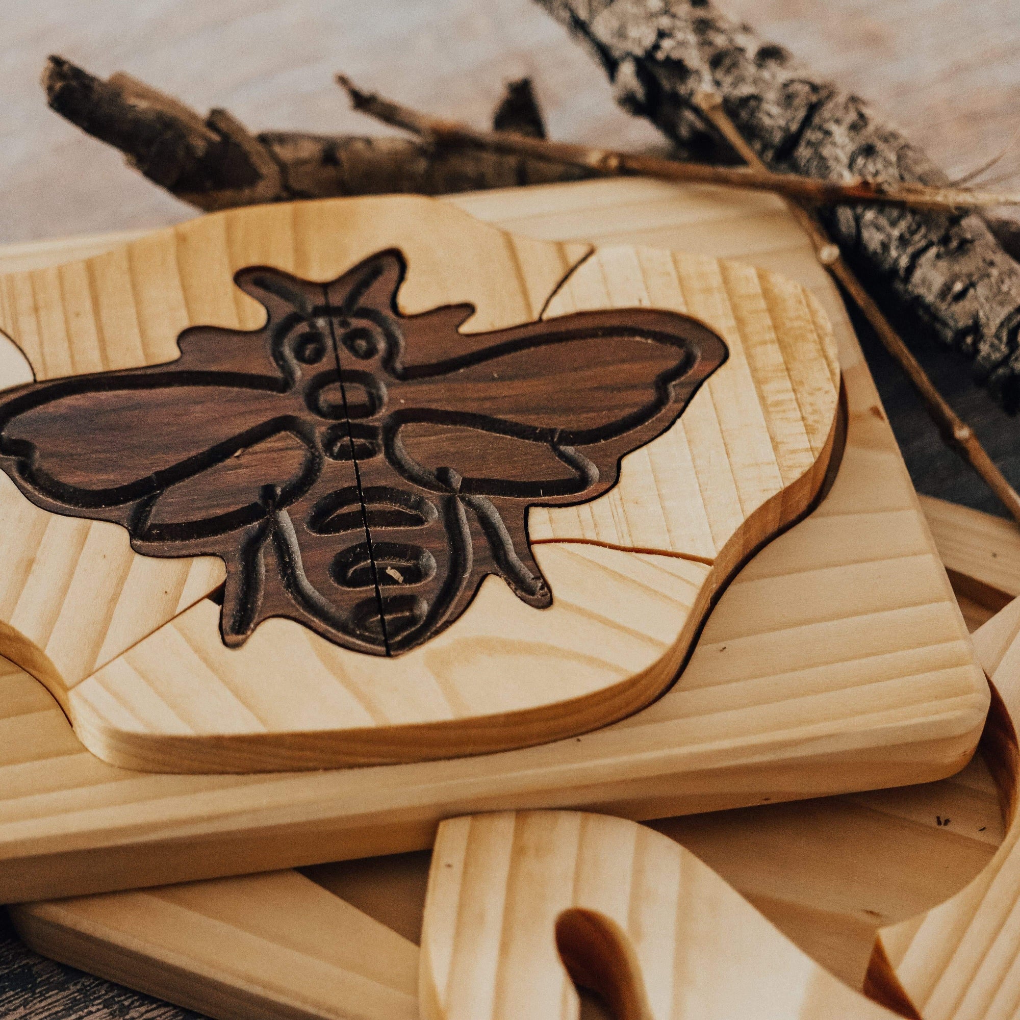 The Curated Parcel - Natural Wooden Pocket Puzzle 