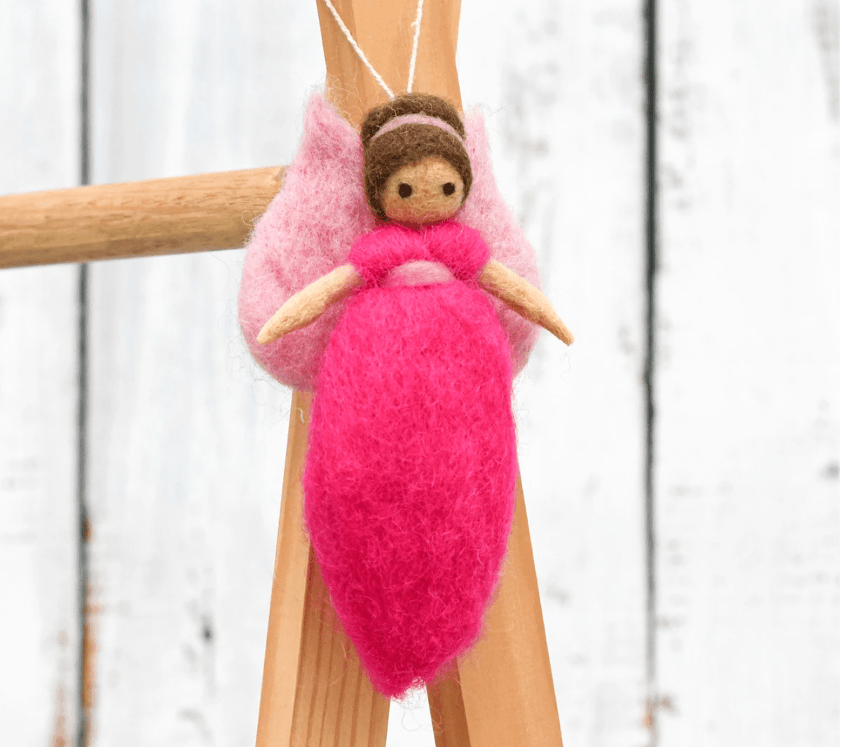 The Curated Parcel - Needle Felted Fairy // Bright Pink Dress 