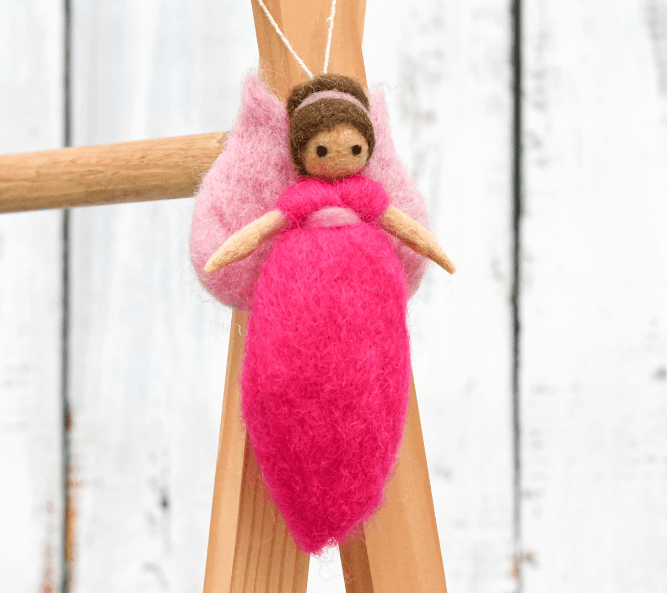 The Curated Parcel - Needle Felted Fairy // Bright Pink Dress 