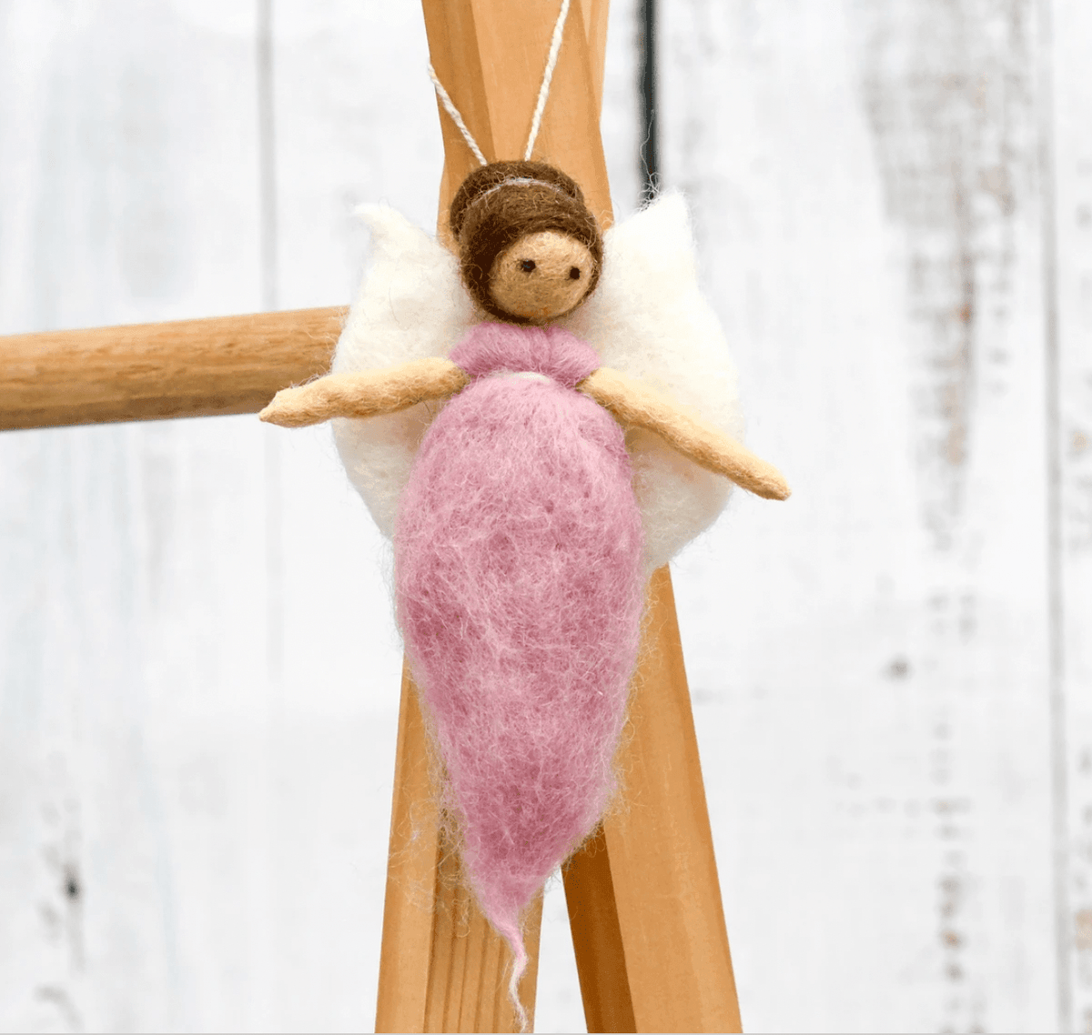 The Curated Parcel - Needle Felted Fairy // Light Pink Dress 