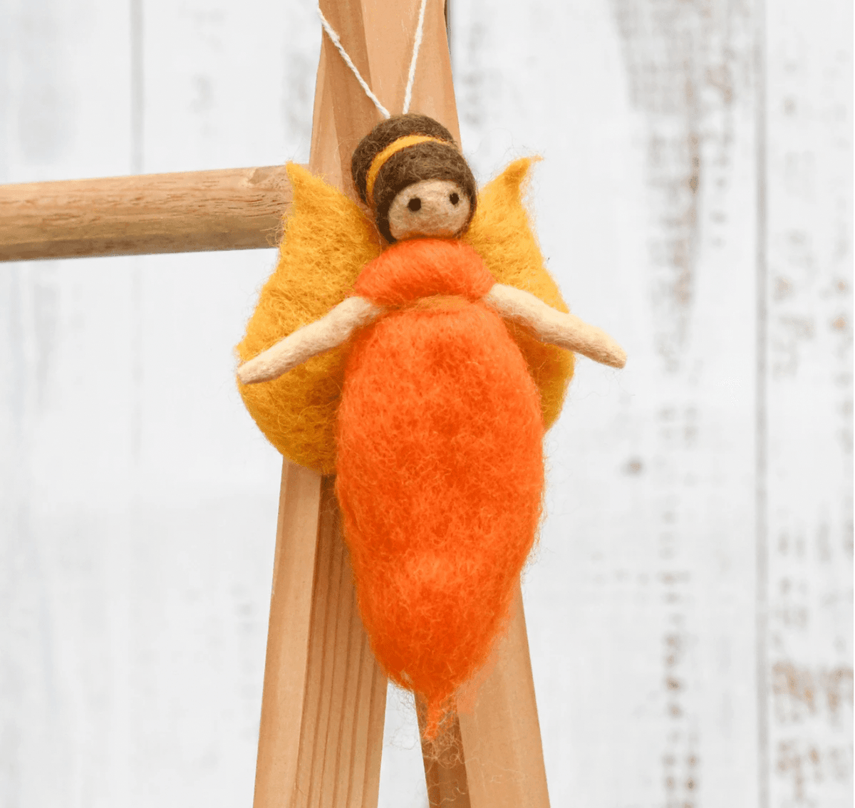 The Curated Parcel - Needle Felted Fairy // Orange Dress 