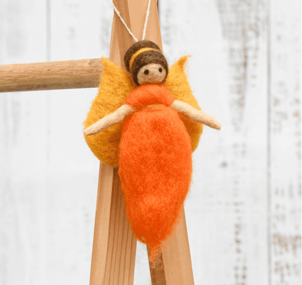 The Curated Parcel - Needle Felted Fairy // Orange Dress 