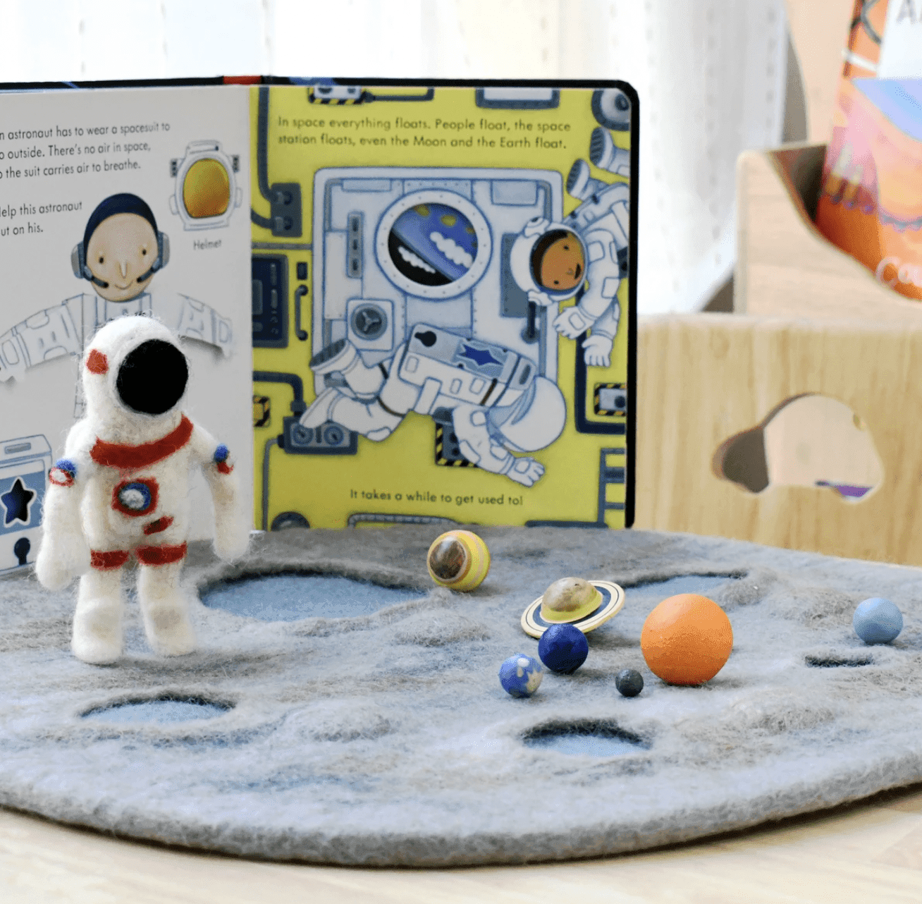 The Curated Parcel - Play Mat // Moon Crater with Astronaut Space 