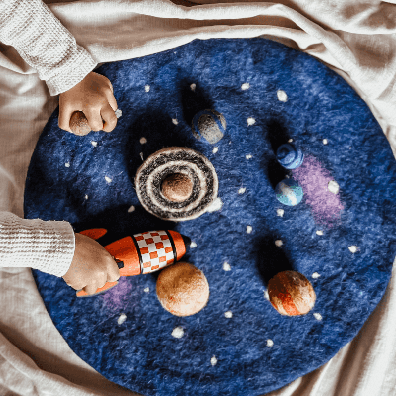 The Curated Parcel - Play Mat // Solar System Outer Space with Felt Planets 