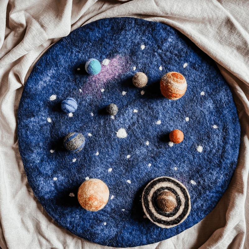 The Curated Parcel - Play Mat // Solar System Outer Space with Felt Planets 