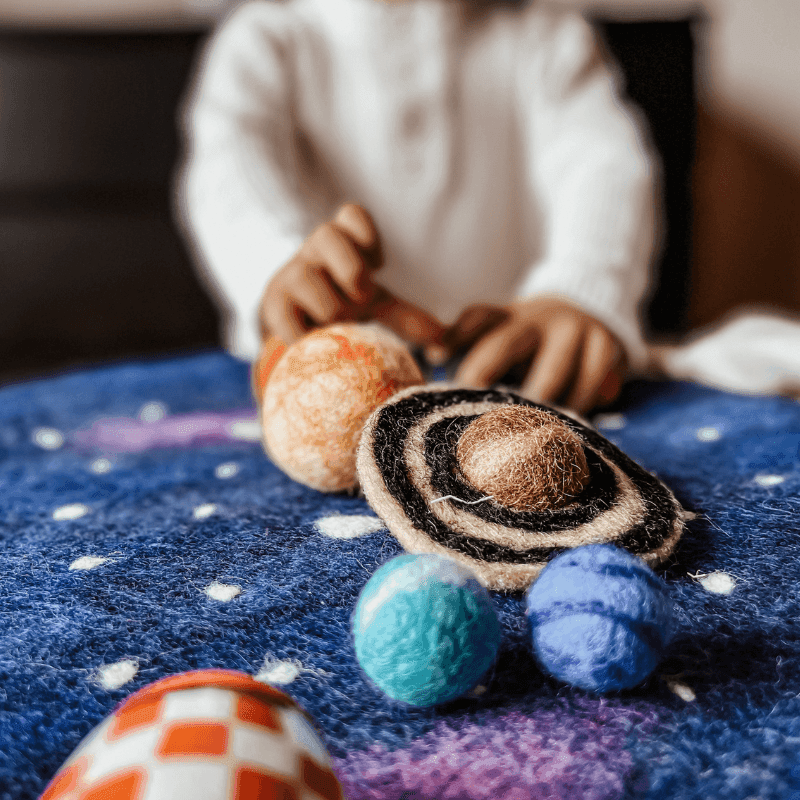 The Curated Parcel - Play Mat // Solar System Outer Space with Felt Planets 