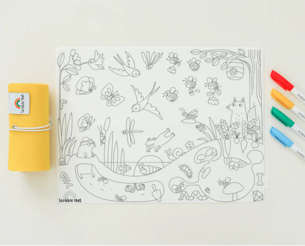 The Curated Parcel - Scribble Mat // In The Garden Reusable Mat 