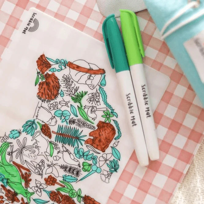 The Curated Parcel - Scribble Mat // Mini Australian Map Reusable Mat 