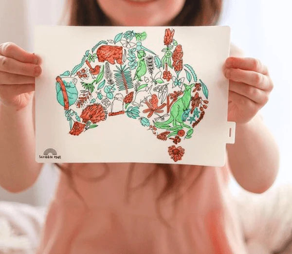 The Curated Parcel - Scribble Mat // Mini Australian Map Reusable Mat 