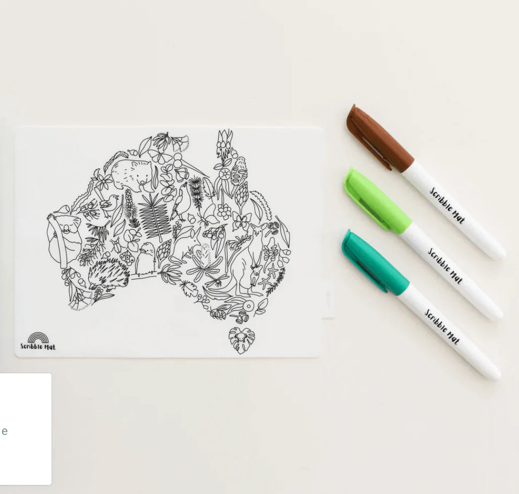 The Curated Parcel - Scribble Mat // Mini Australian Map Reusable Mat 