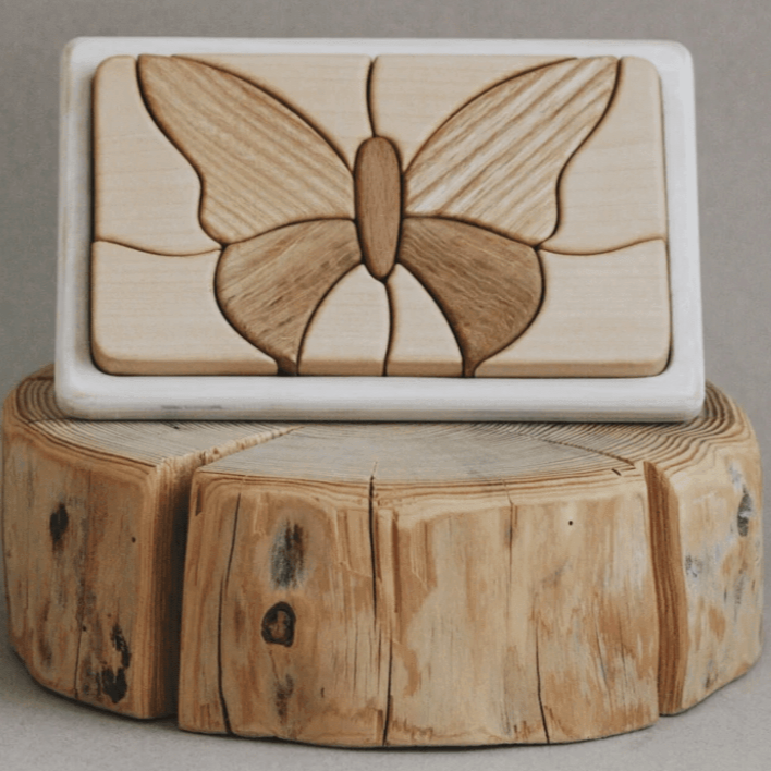 The Curated Parcel - Wooden Mosaic Butterfly Puzzle 