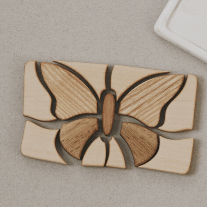 The Curated Parcel - Wooden Mosaic Butterfly Puzzle 