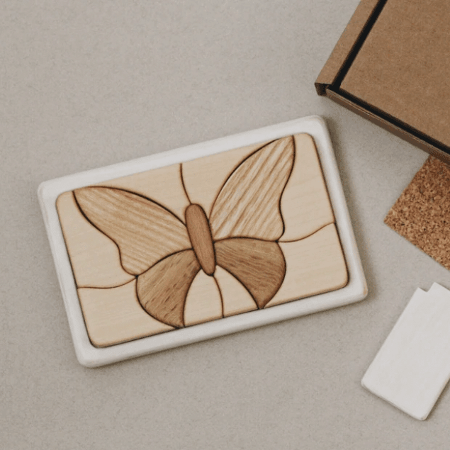 The Curated Parcel - Wooden Mosaic Butterfly Puzzle 