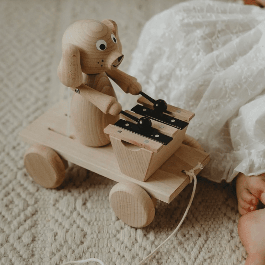 The Curated Parcel - Wooden Pull Along Dog With Xylophone - Margot 