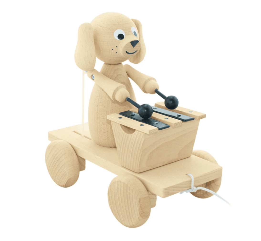 The Curated Parcel - Wooden Pull Along Dog With Xylophone - Margot 
