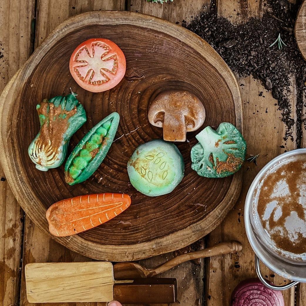 The Curated Parcel - Yellow Door // Sensory Play Stones - Vegetables  ** Pre-Order Late March / Early April Delivery ** 